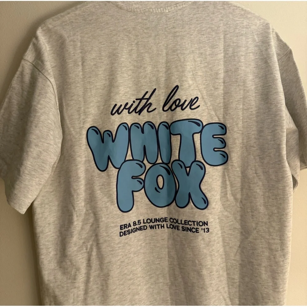White Fox Boutique With Love Always Oversized Tee Grey Marle 100% Cotton - Picture 8 of 14
